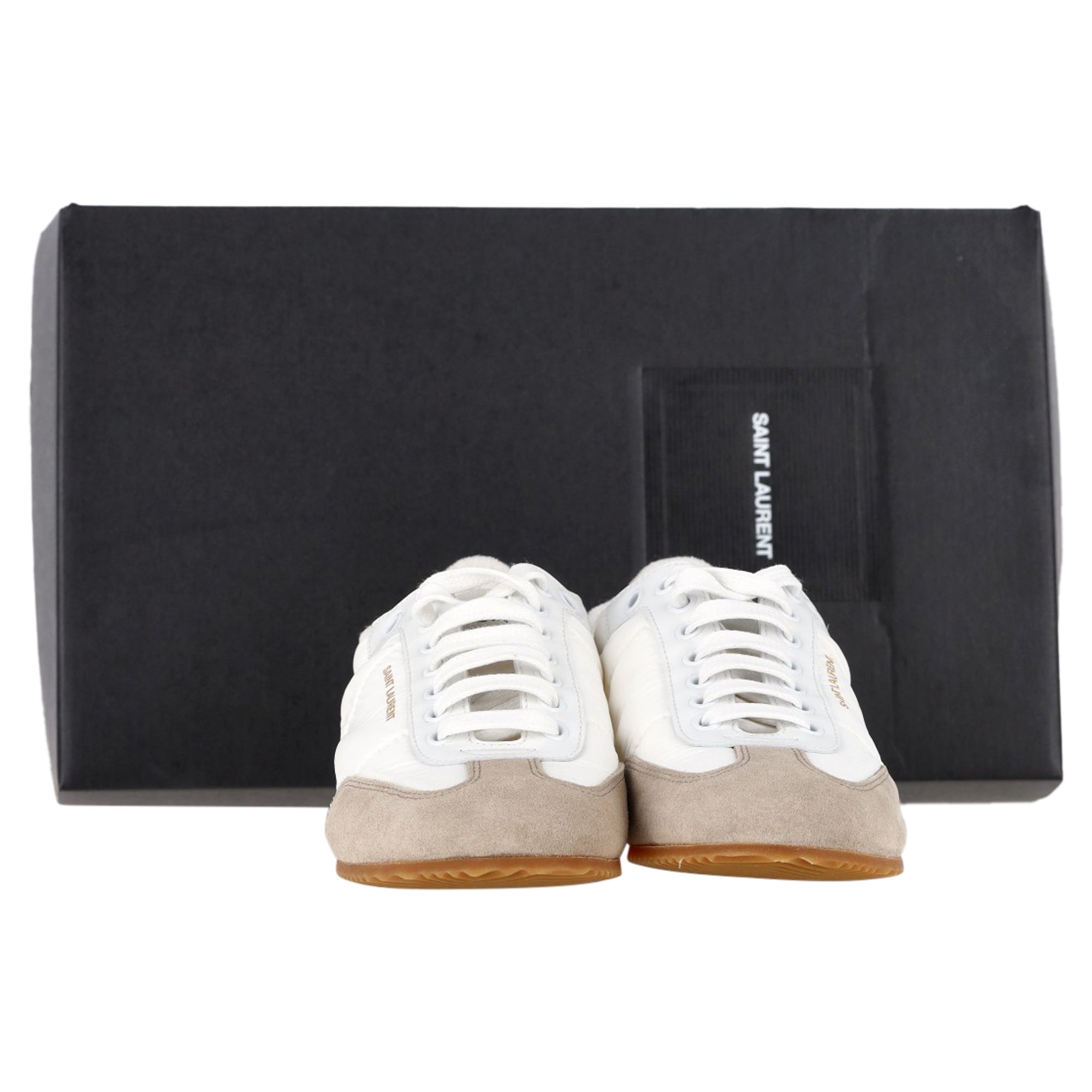 Women's Saint Laurent Aston Low Top Sneakers in White Leather