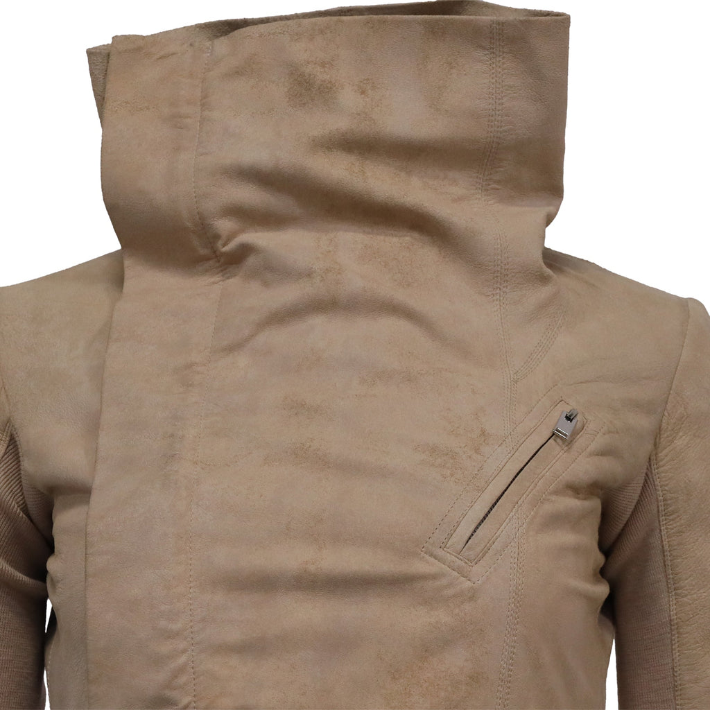Rick Owens Half Sleeve Cropped Jacket in Beige Lamb Leather