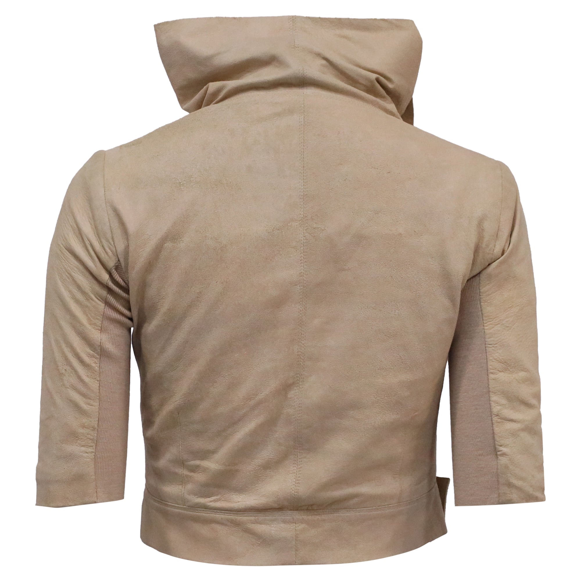 Rick Owens Half Sleeve Cropped Jacket in Beige Lamb Leather