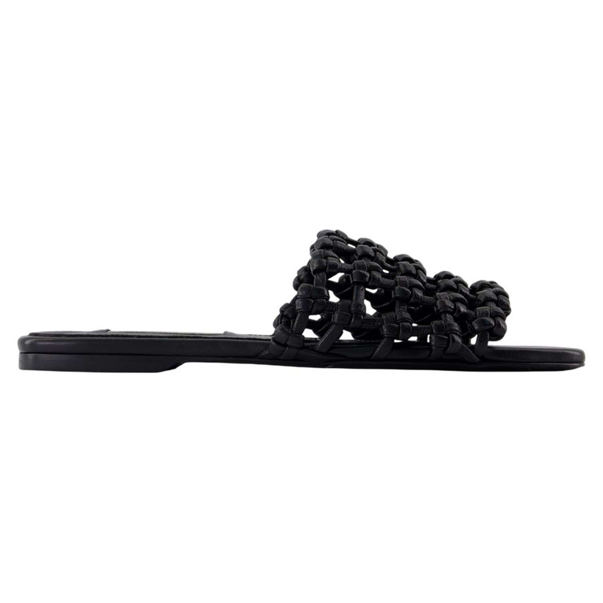 Women's Braided Bandeau Sandals - TOTEME - Leather - Black
