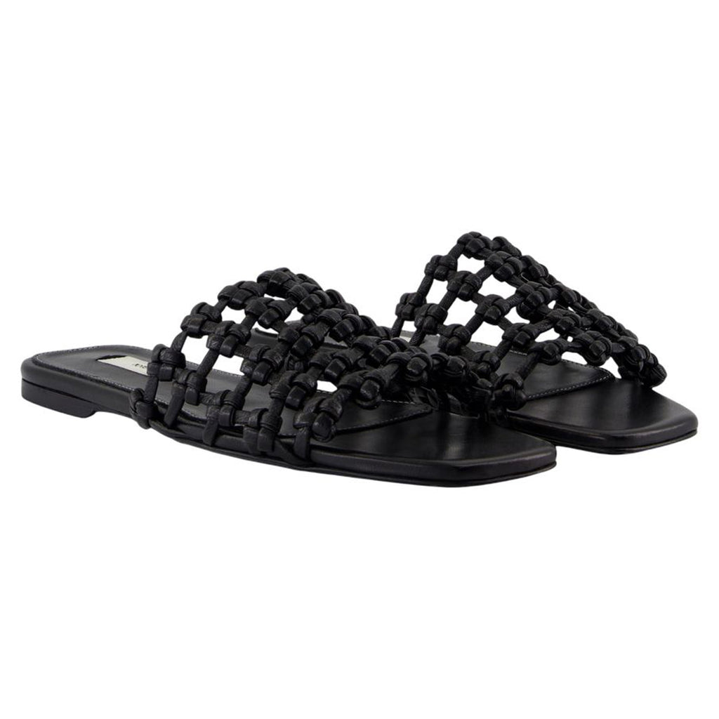 Women's Braided Bandeau Sandals - TOTEME - Leather - Black