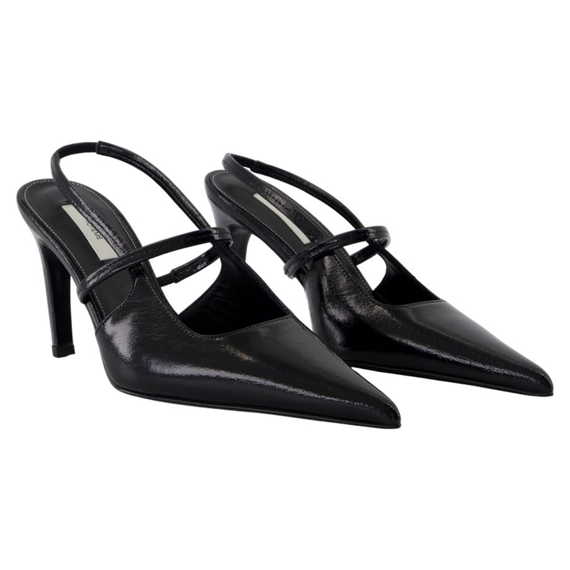 Women's Naplack Stiletto Slingbacks - TOTEME - Leather - Black