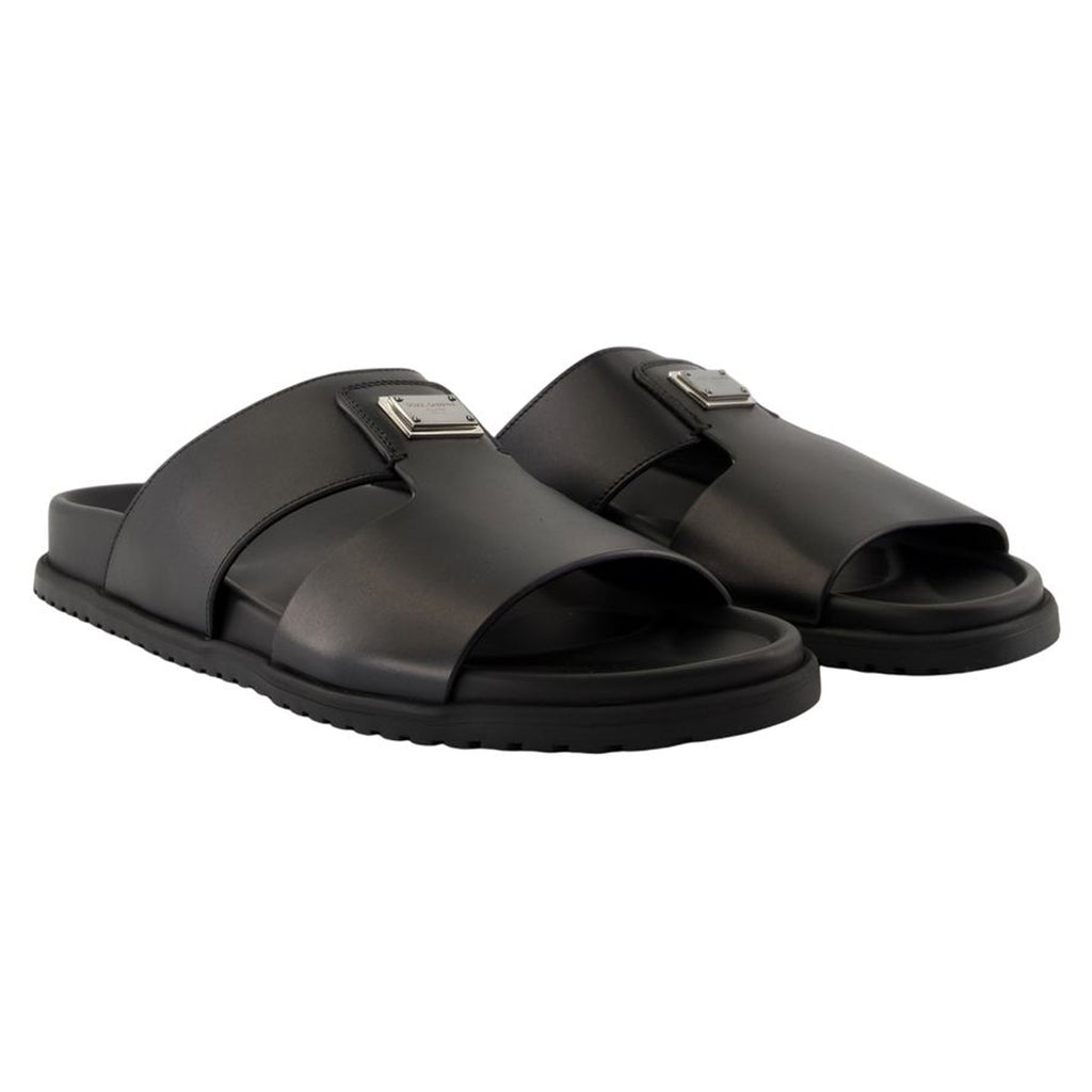 Women's Casual sandals - Dolce&Gabbana - Leather - Black