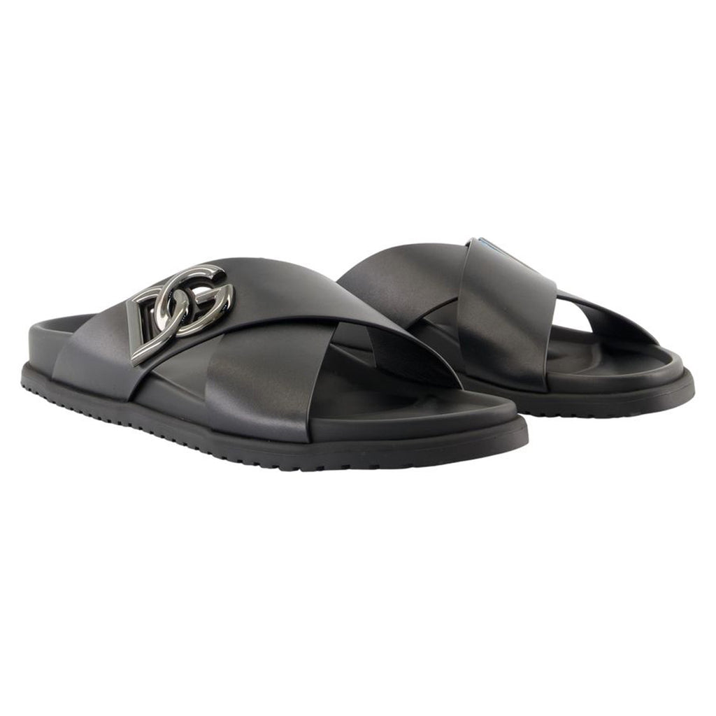 Women's Casual sandals - Dolce&Gabbana - Leather - Black