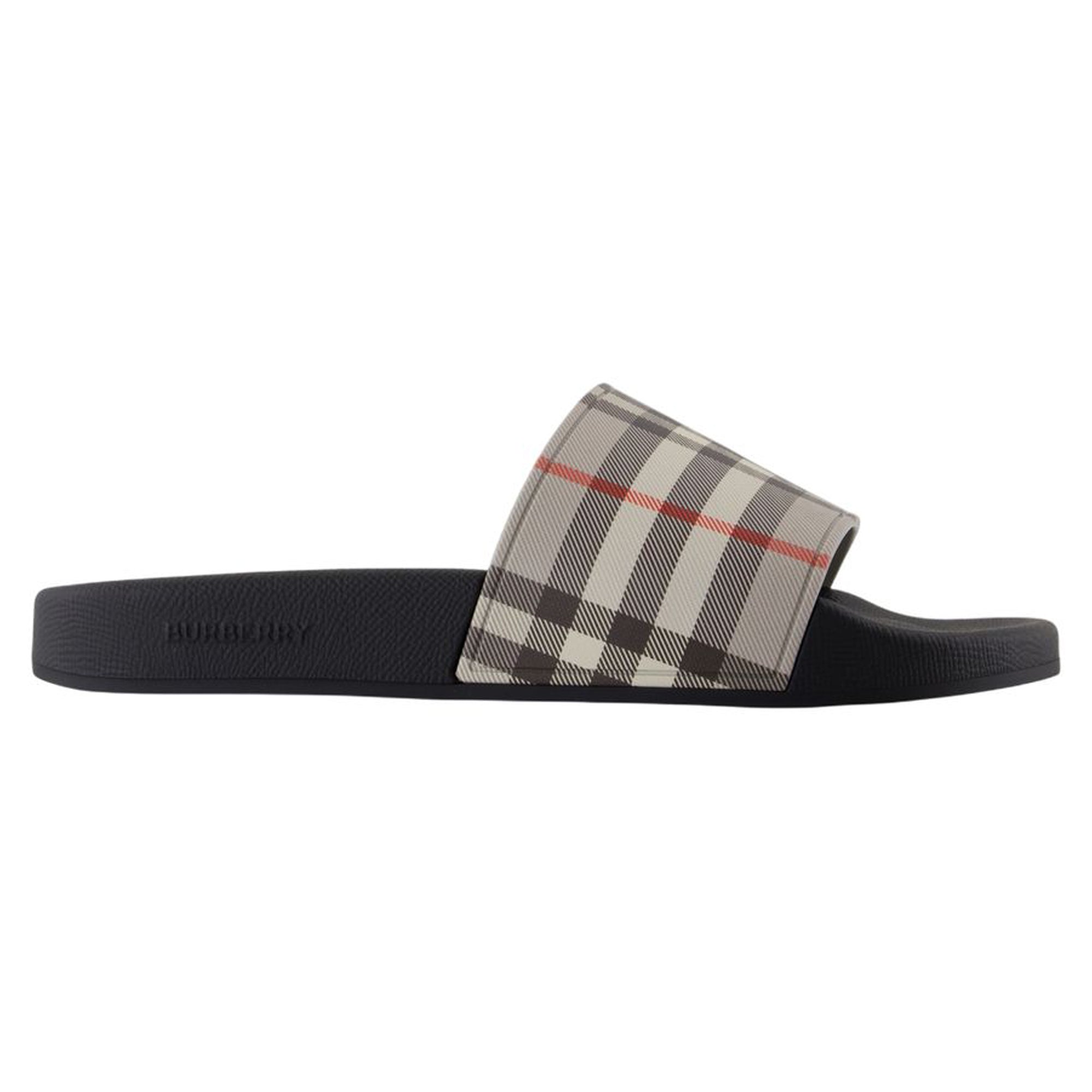 Women's Furley Sandals - Burberry - Synthetic Leather - Grey