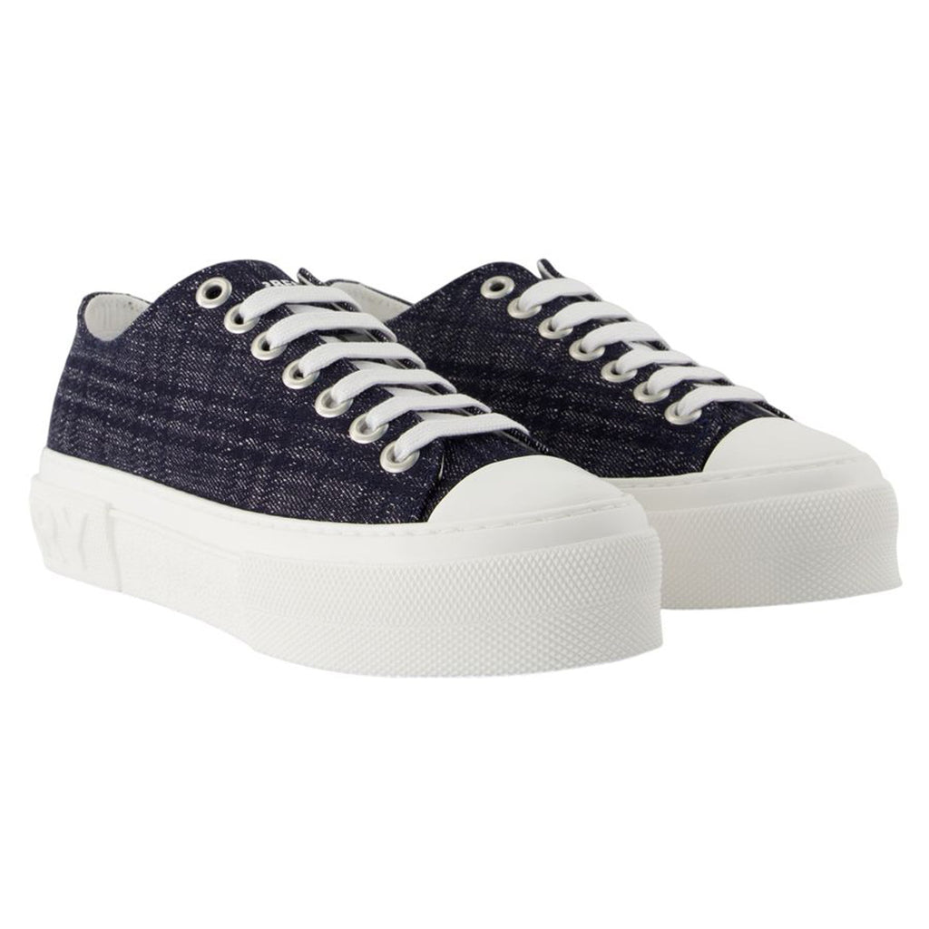 Women's Jack L Low Sneakers - Burberry - Cotton - Blue