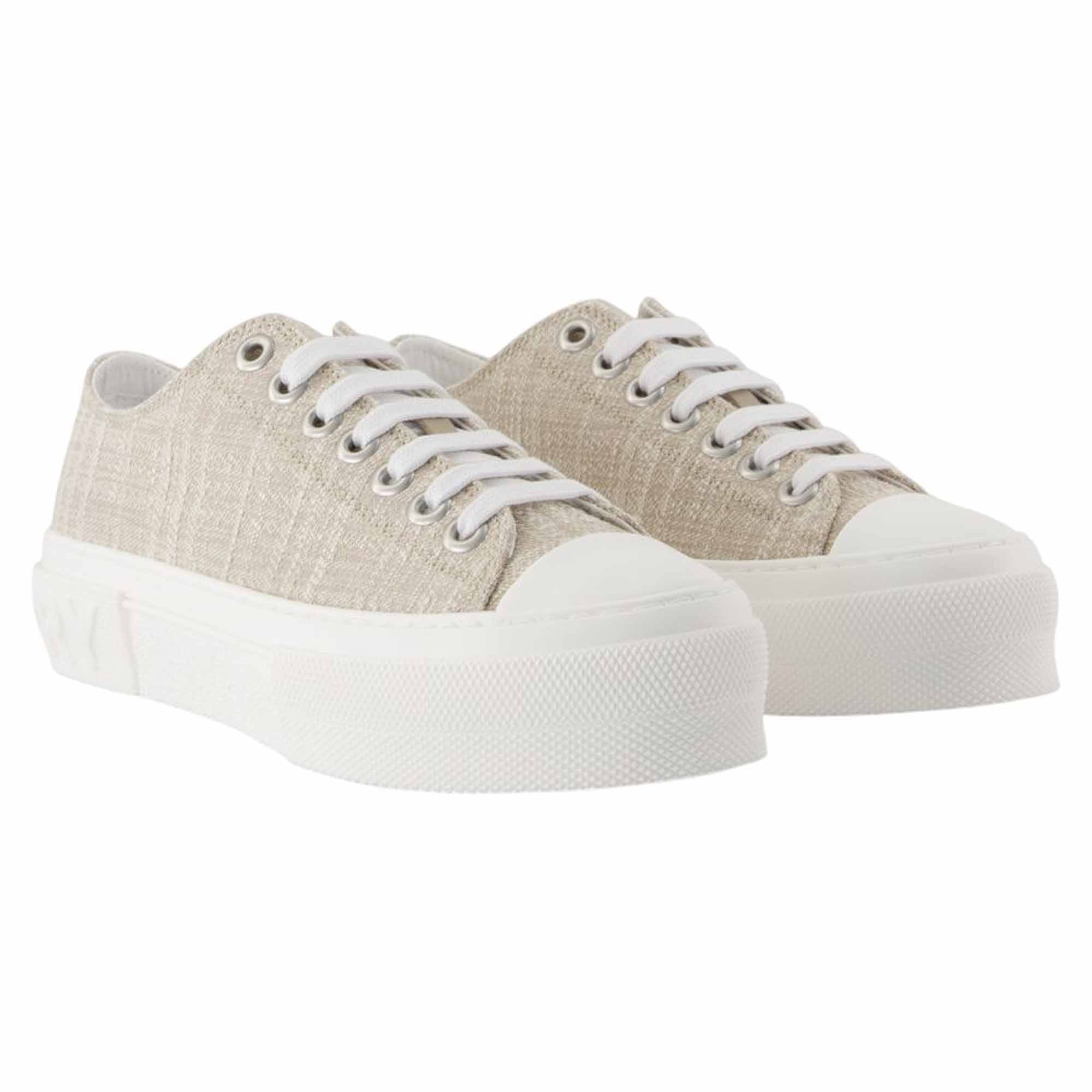 Women's Jack L Low Sneakers - Burberry - Cotton - White
