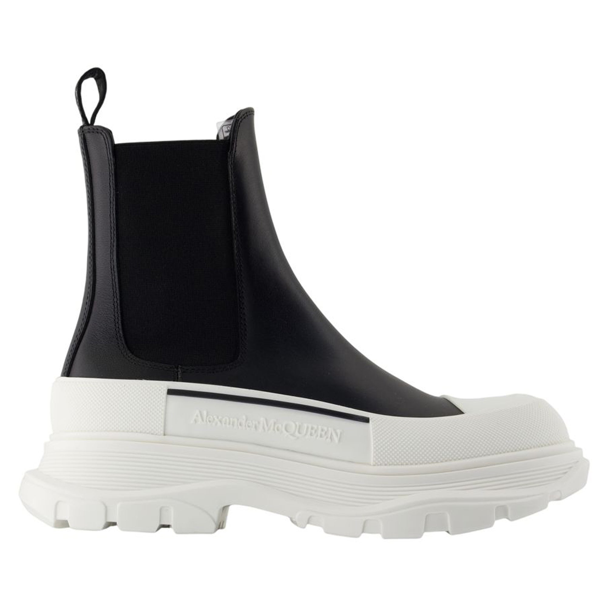 Women's High Rubber Ankle Boots - Alexander McQueen - Leather - Black