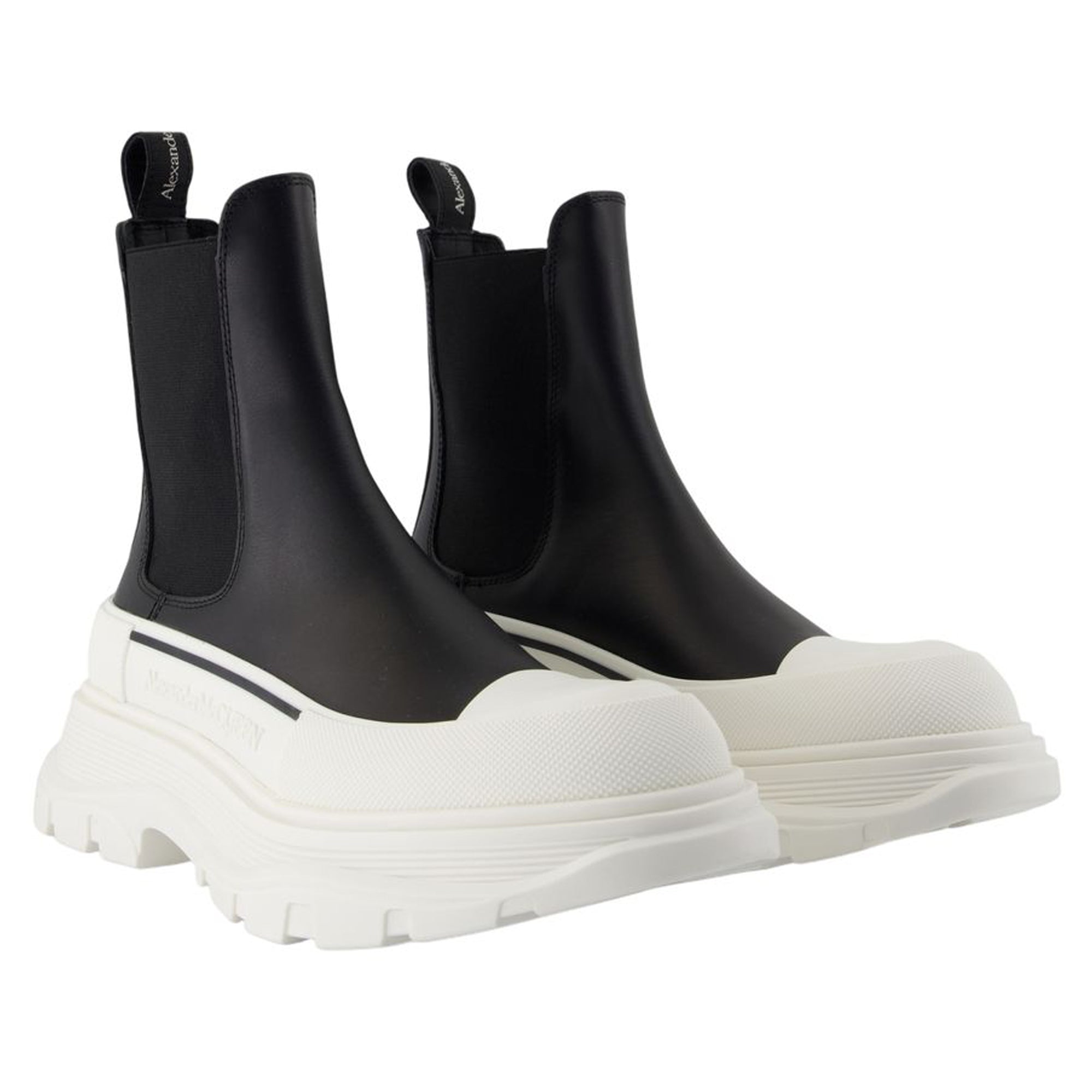 Women's High Rubber Ankle Boots - Alexander McQueen - Leather - Black