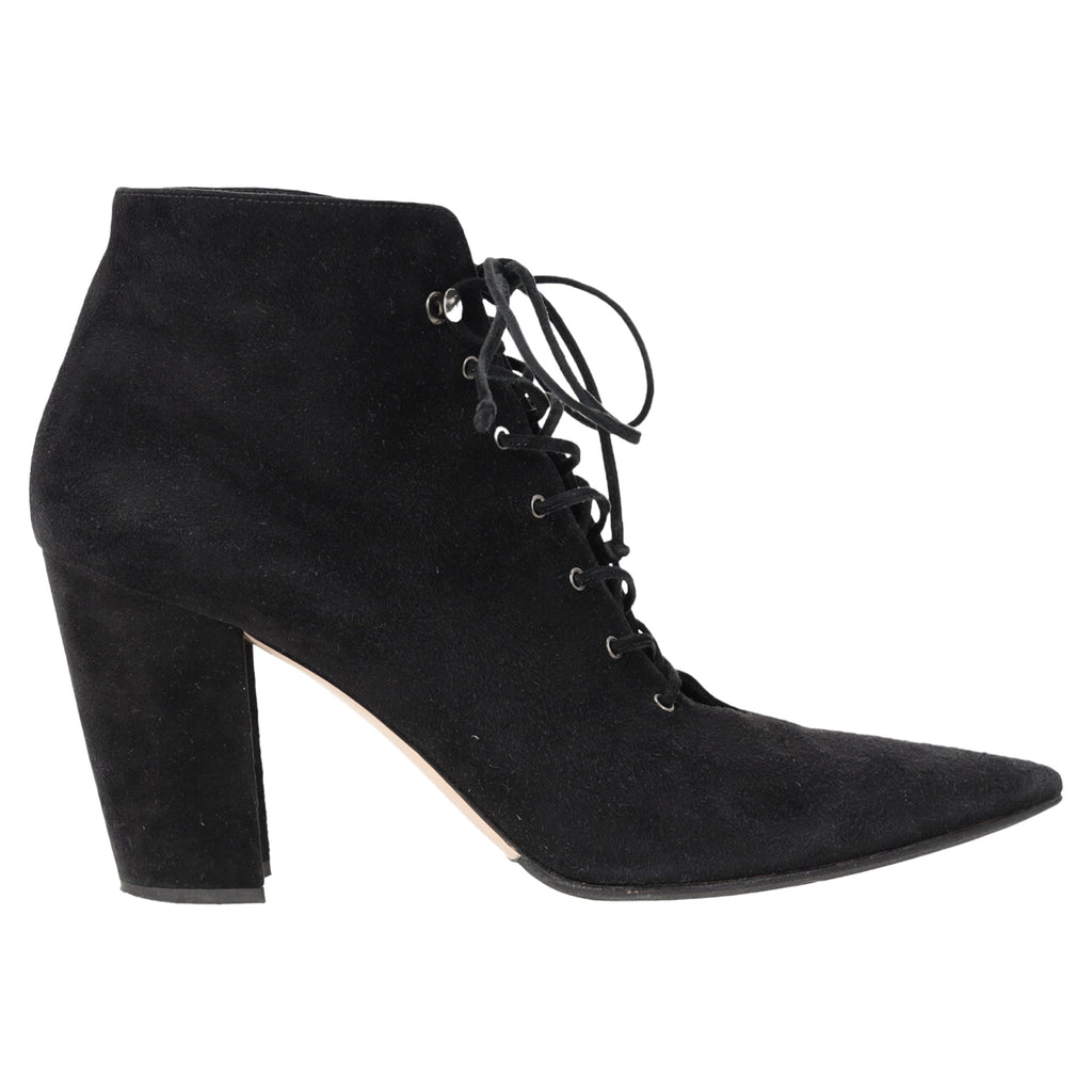 Women's Miu Miu Lace Up Ankle Boots in Black Suede