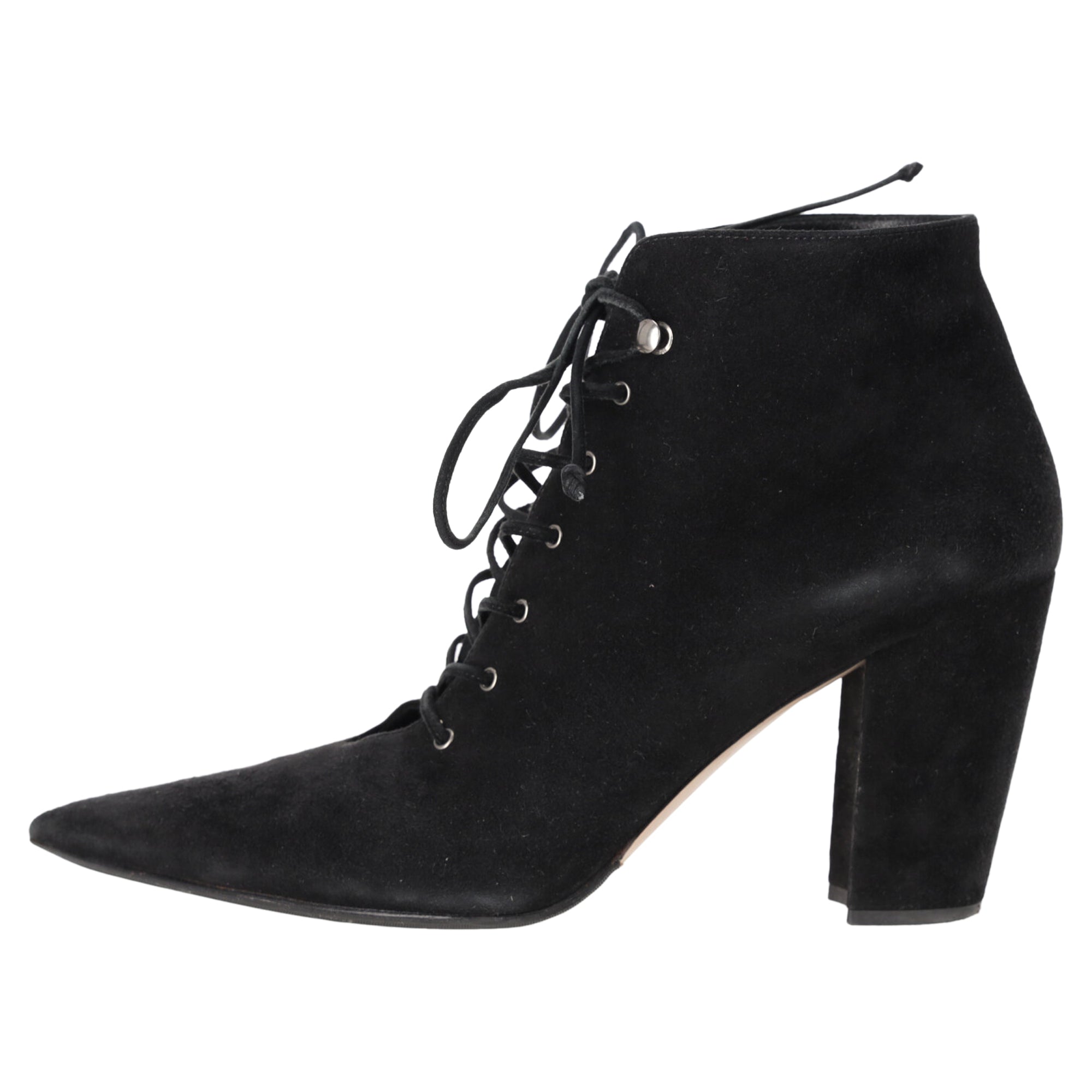 Women's Miu Miu Lace Up Ankle Boots in Black Suede