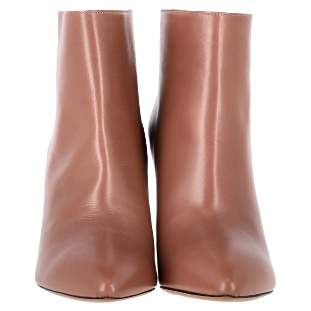 Alaia Pointed Ankle Boots in Brown Leather