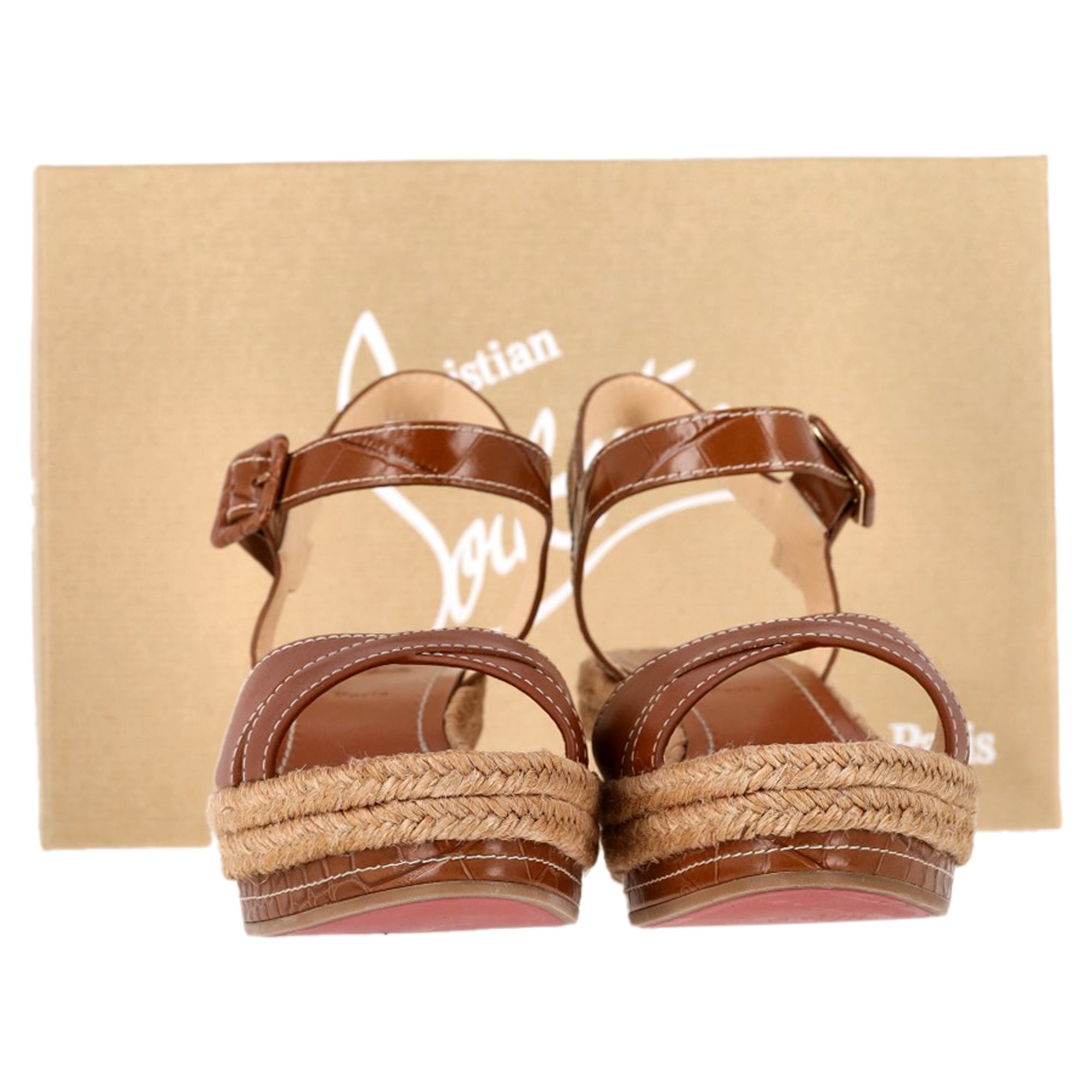Christian Louboutin Almerio 60 Wedge Sandals in Brown Leather