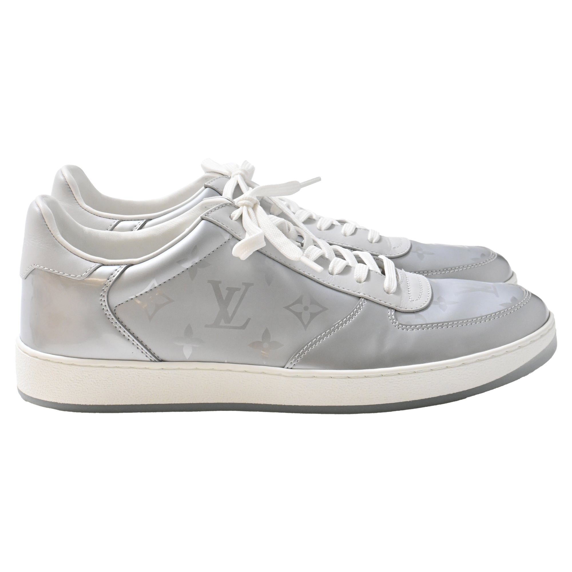 Louis Vuitton Rivoli Monogram Trainers in Silver Leather