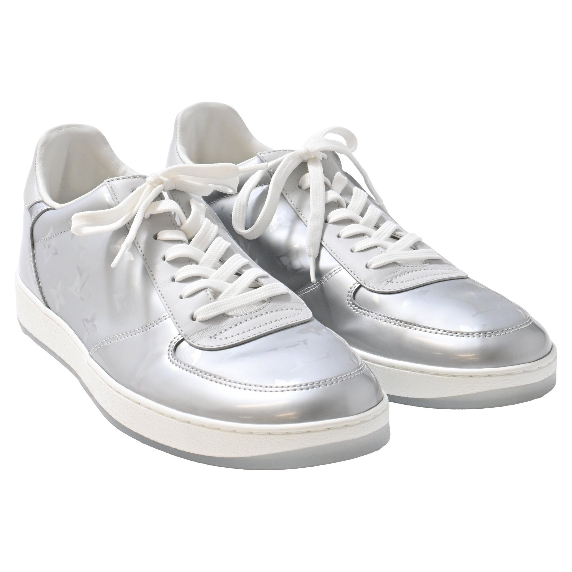Louis Vuitton Rivoli Monogram Trainers in Silver Leather