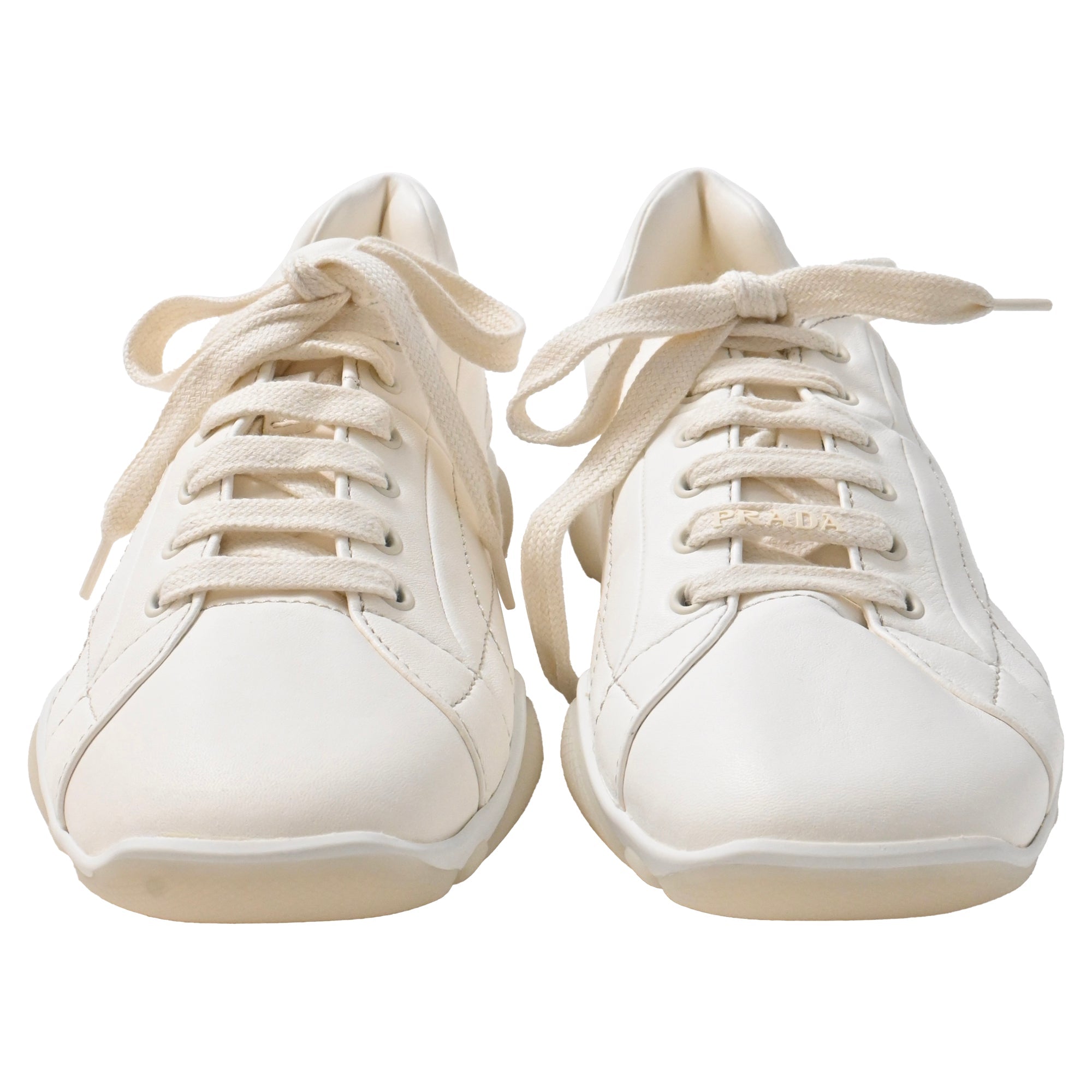 Prada Sneakers in Ivory Nappa Leather