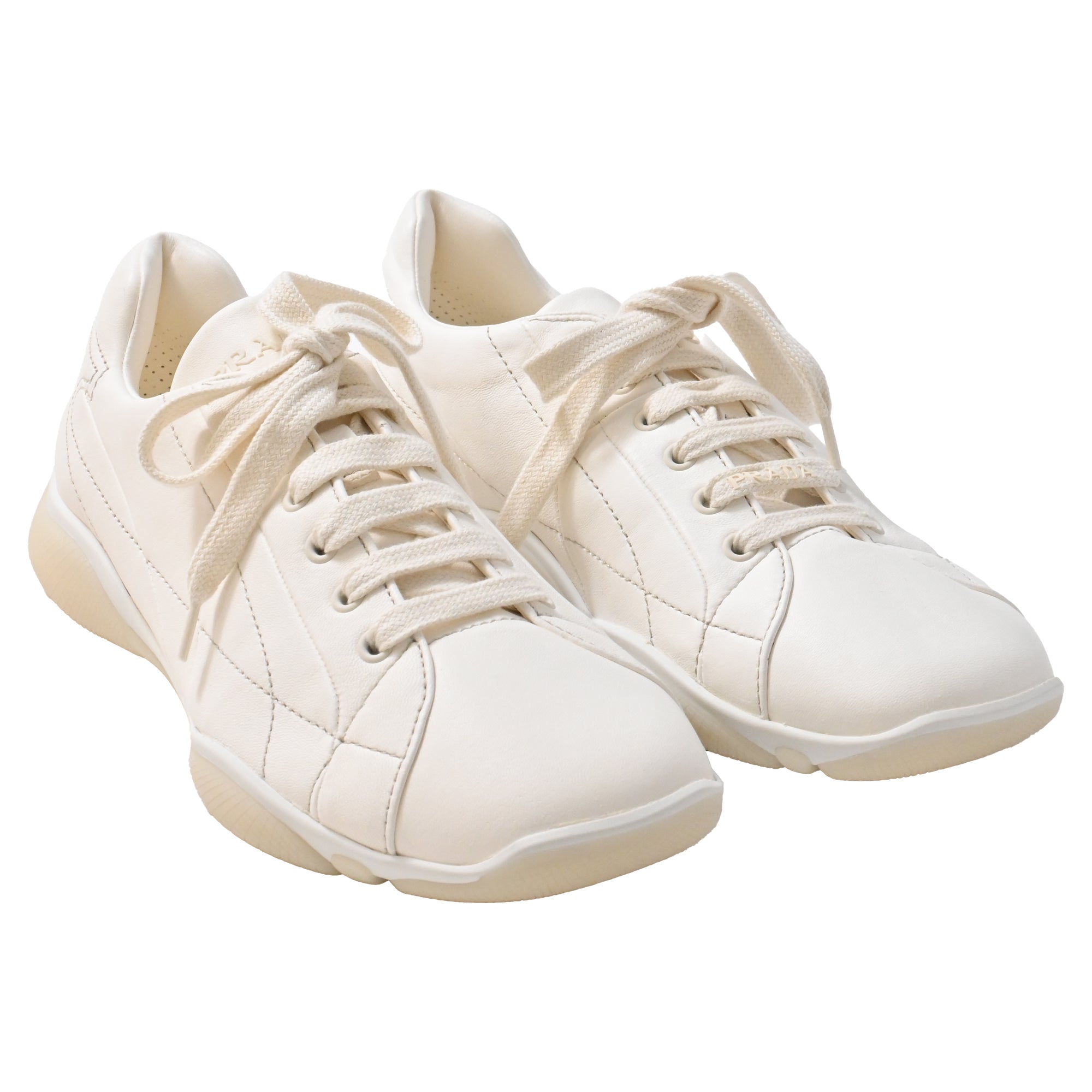 Prada Sneakers in Ivory Nappa Leather