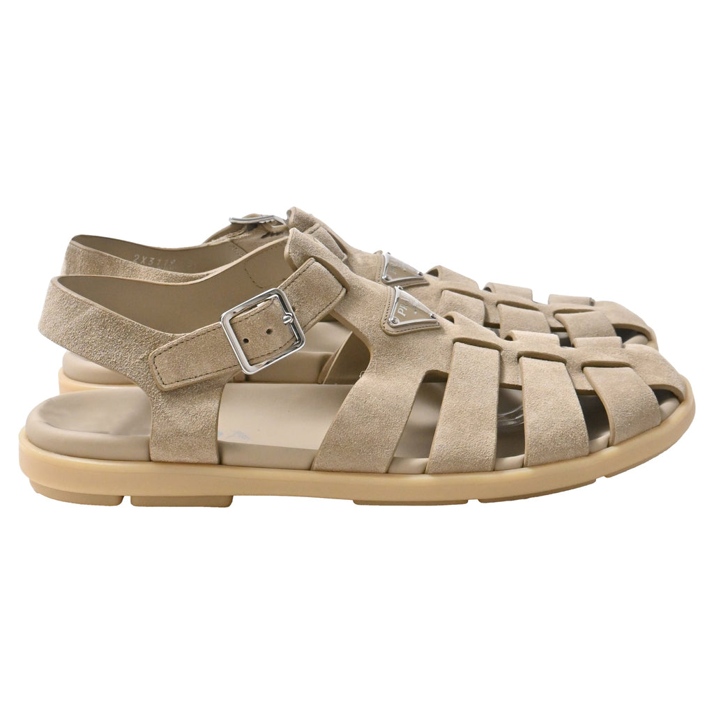 Men's Prada Fisherman Sandals in Beige Suede