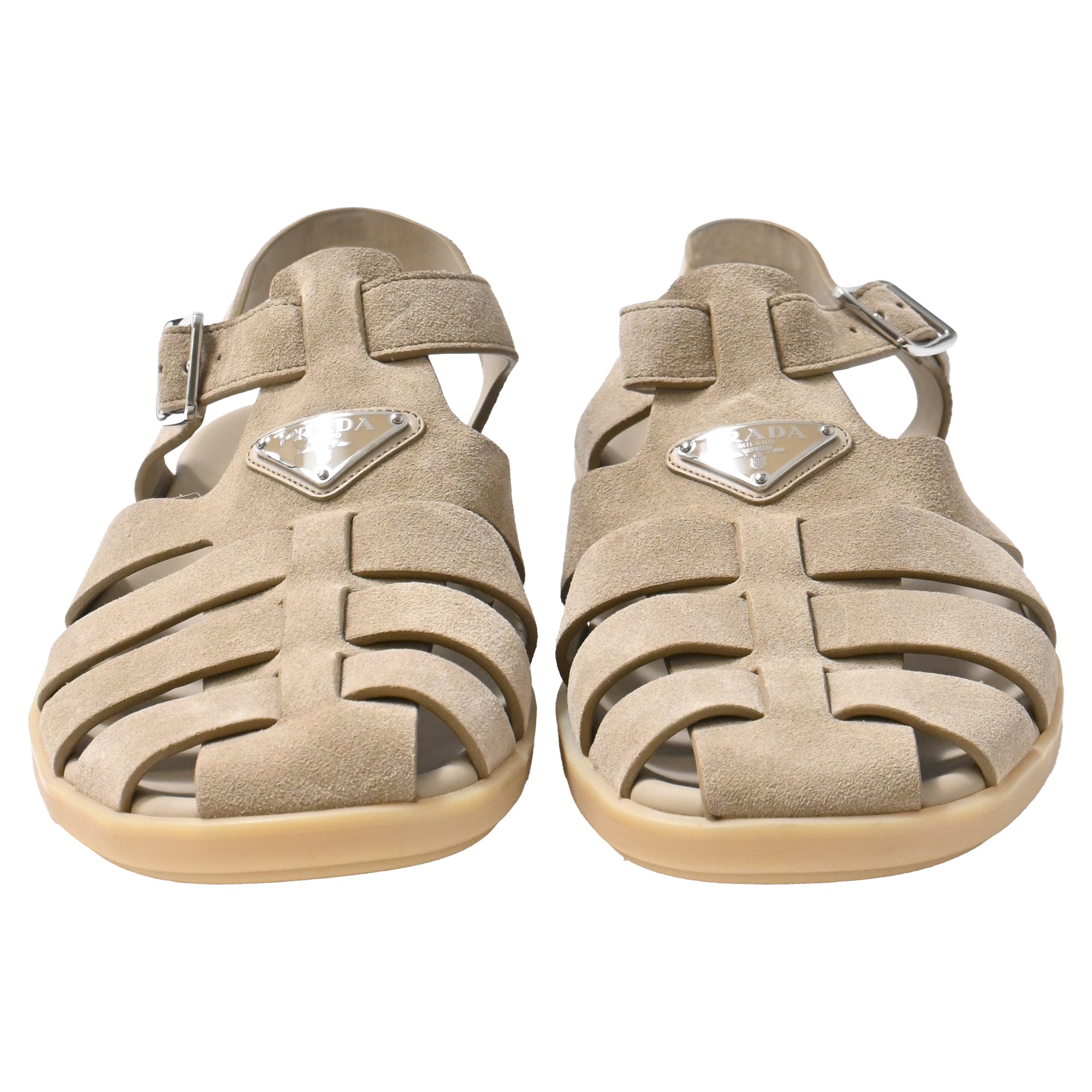 Men's Prada Fisherman Sandals in Beige Suede