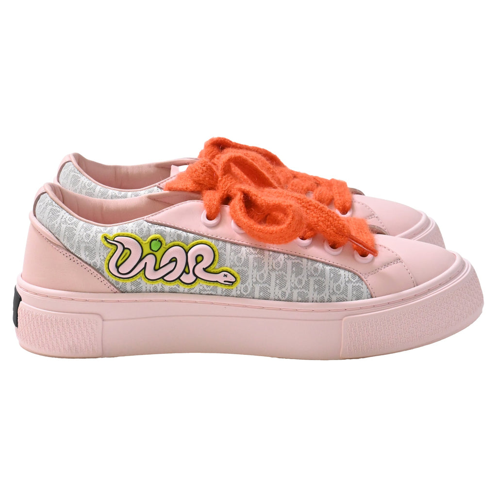 Dior x Kaws B33 Spin Sneakers in Pink Leather