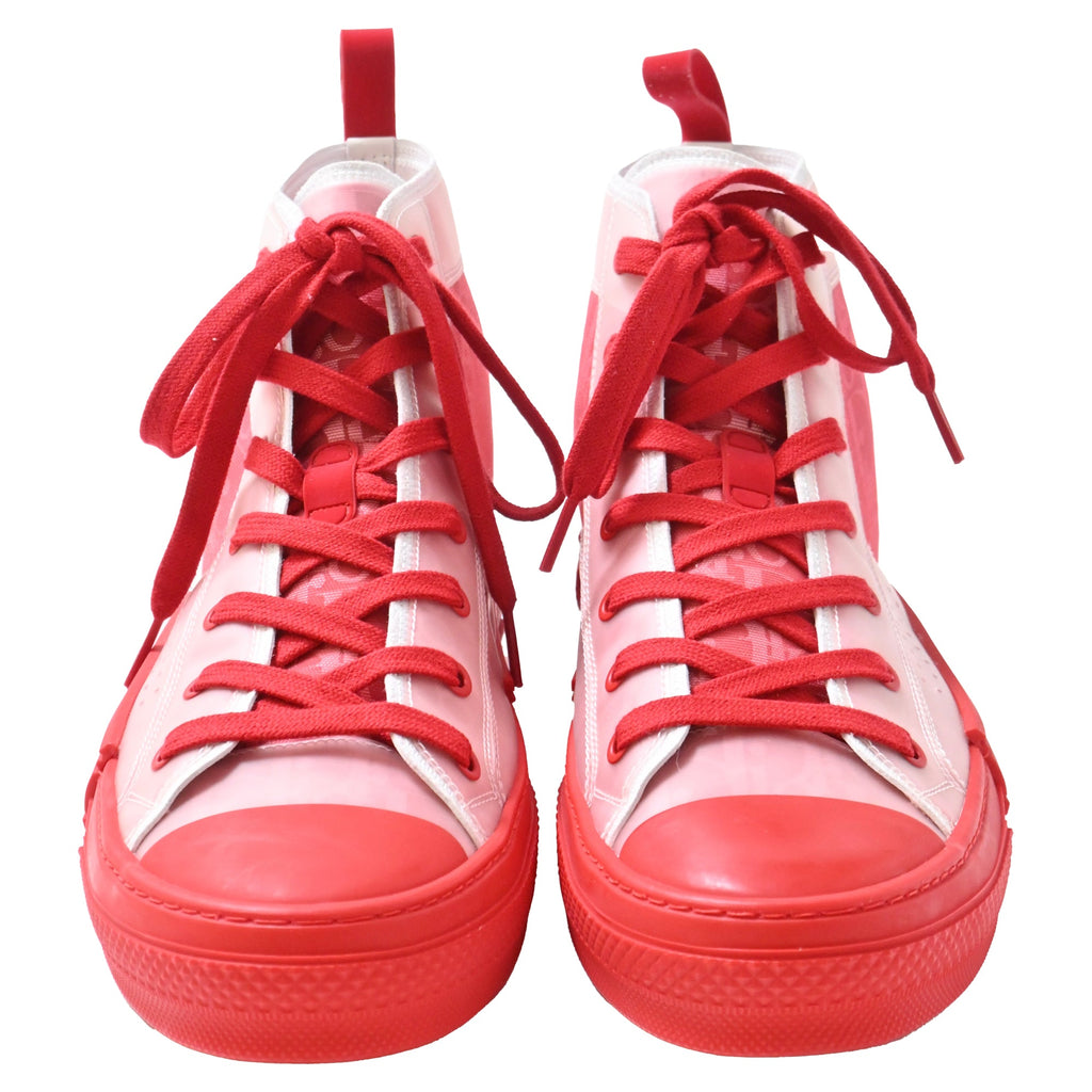 Men's Dior B23 High Top Sneakers in Red PVC