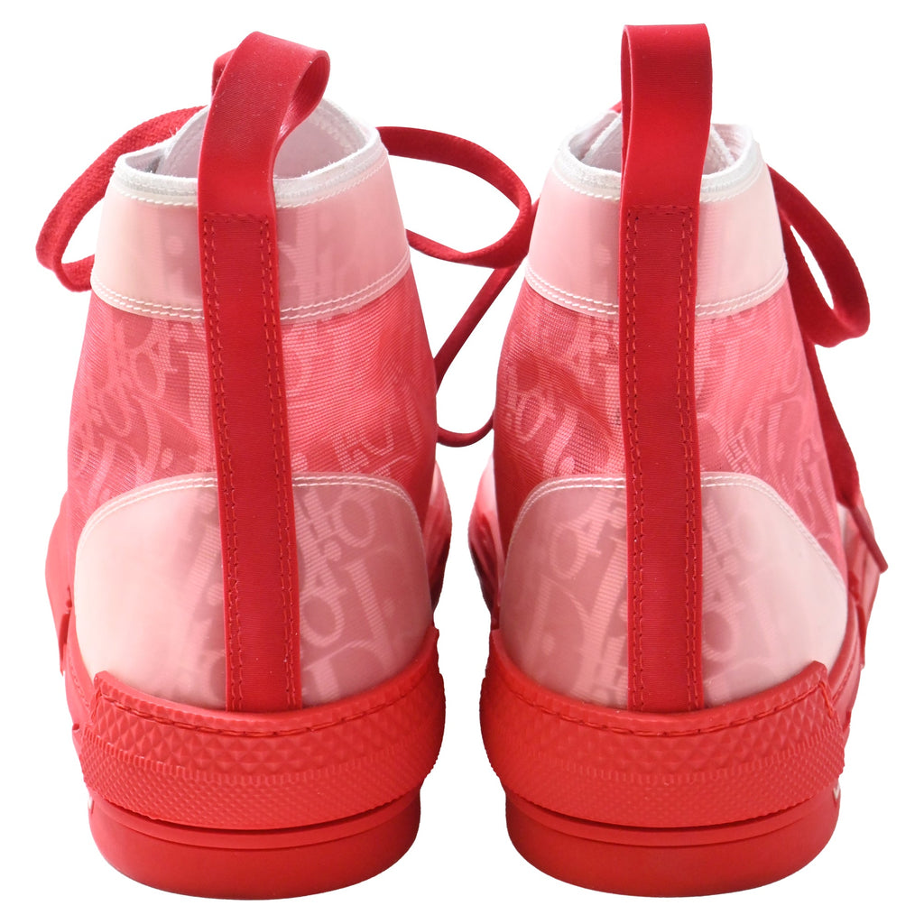 Men's Dior B23 High Top Sneakers in Red PVC