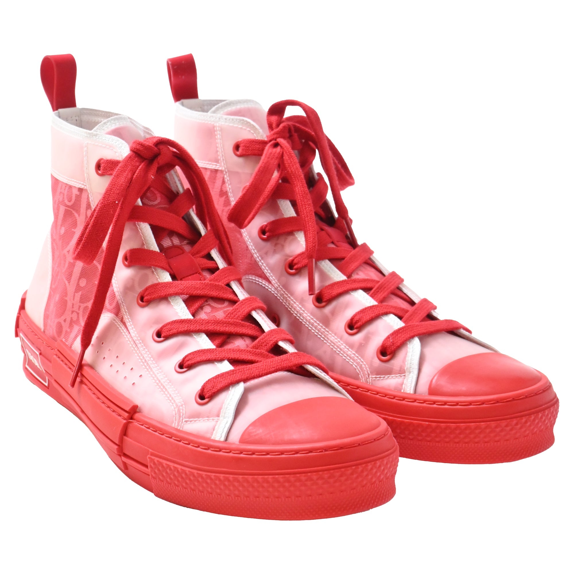 Men's Dior B23 High Top Sneakers in Red PVC