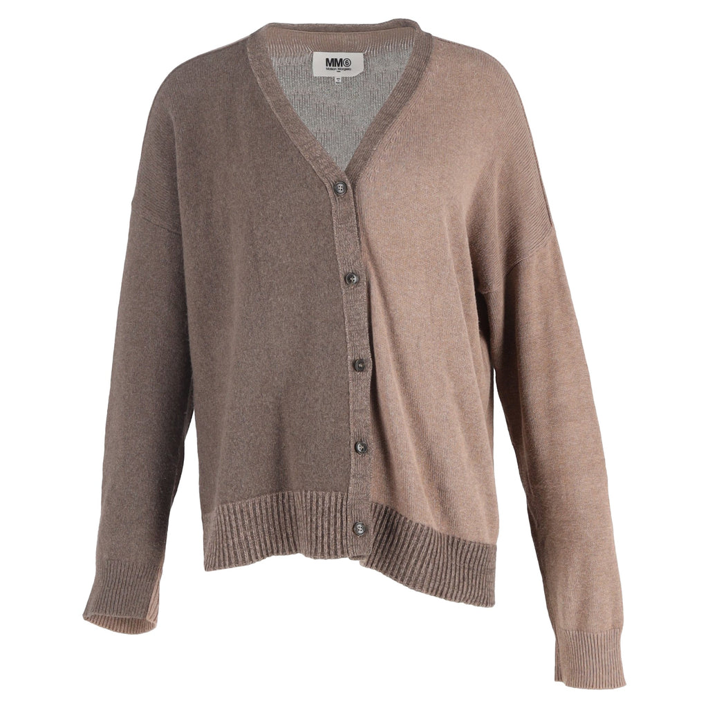 Maison Margiela Color-Blocked Elbow Patch igan in Brown Cotton