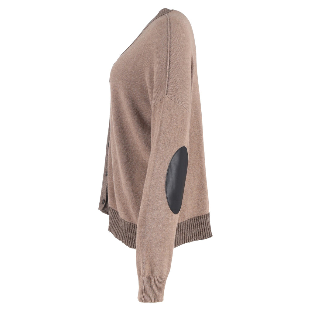 Maison Margiela Color-Blocked Elbow Patch igan in Brown Cotton