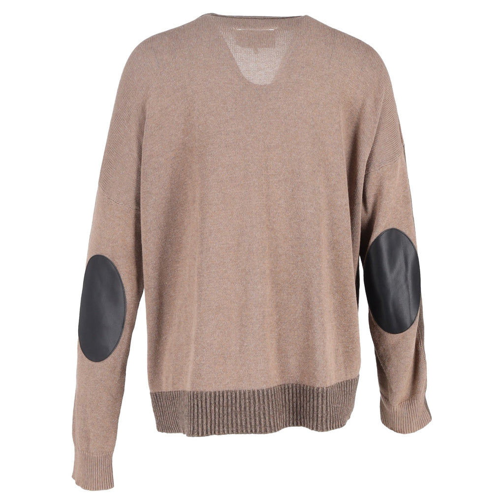 Maison Margiela Color-Blocked Elbow Patch igan in Brown Cotton
