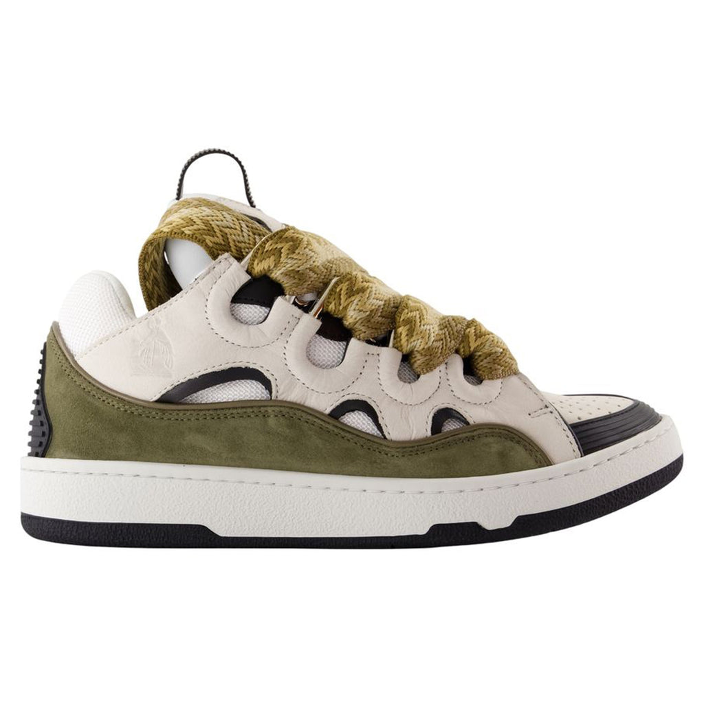 Women's Curb Sneakers - Lanvin - Synthetic - White/Khaki