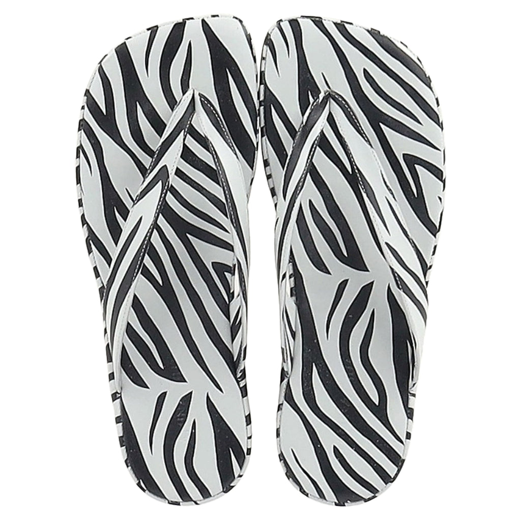 Amina Muaddi Johana Zebra-Print Platform Thong Sandals in Black and White Leather