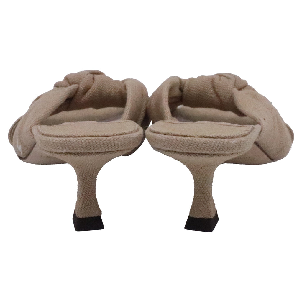 Jimmy Choo Avenue 50 Knotted Mules in Brown Linen