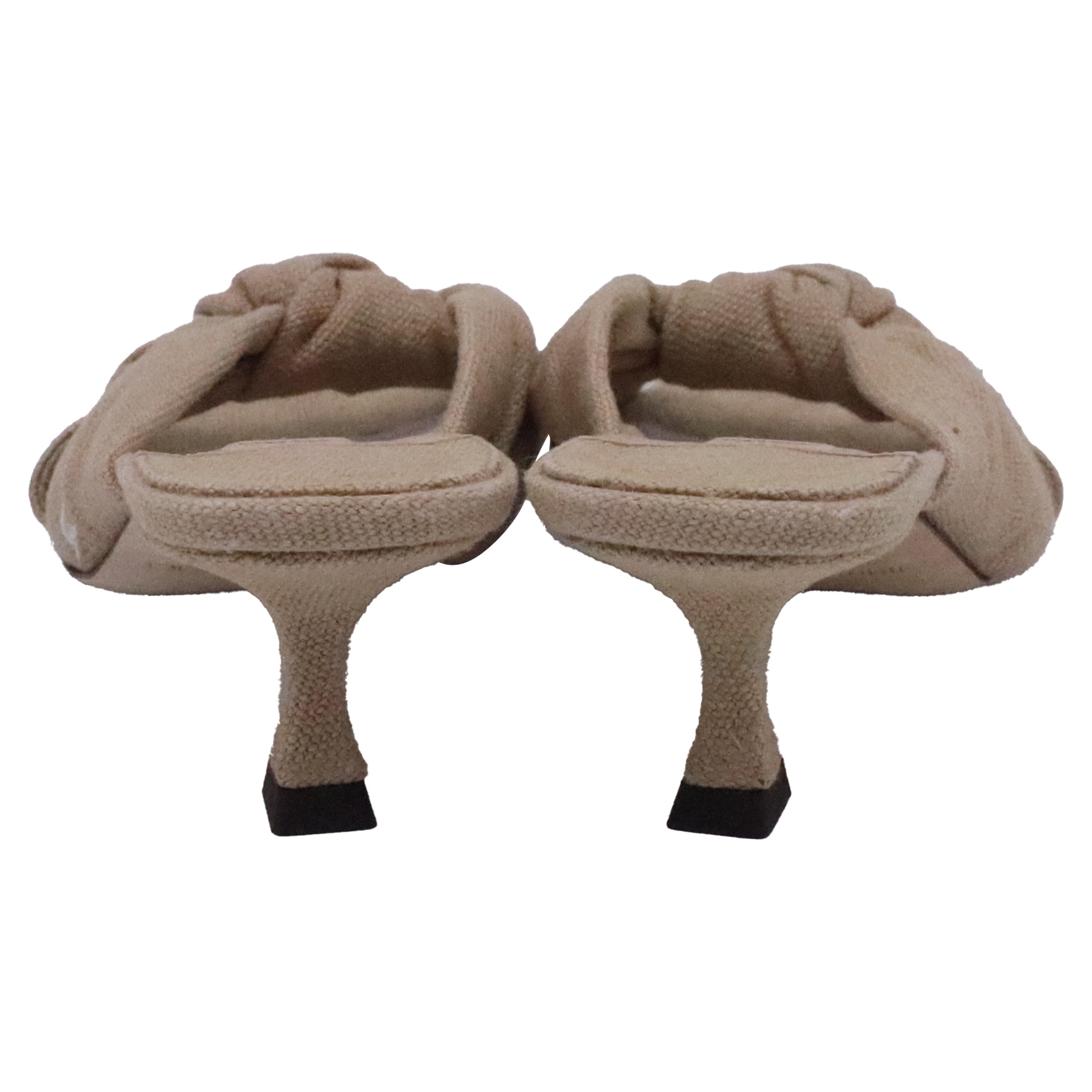 Jimmy Choo Avenue 50 Knotted Mules in Brown Linen