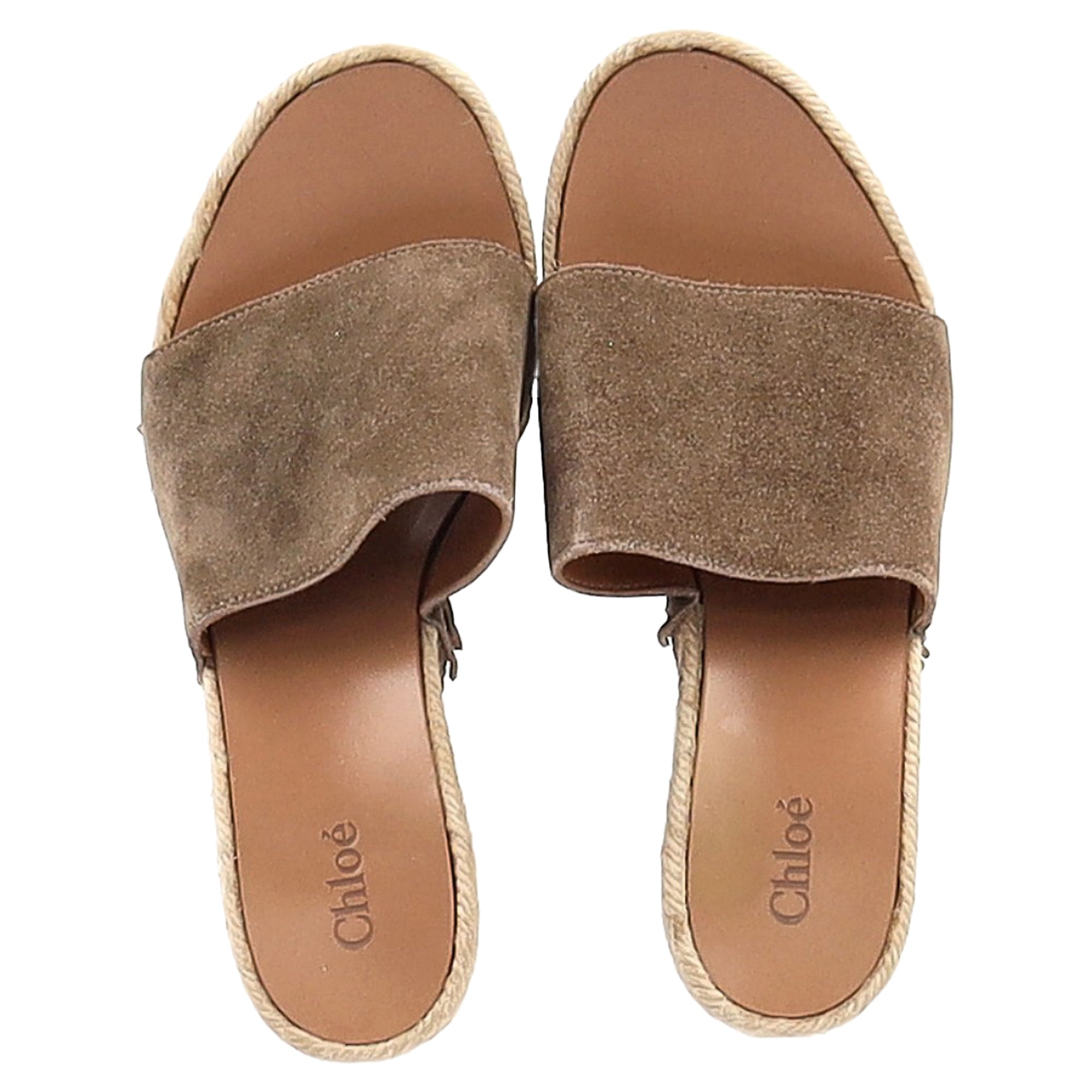 Chloé Fringe-Trimmed Espadrille Wedge Sandals in Brown Suede