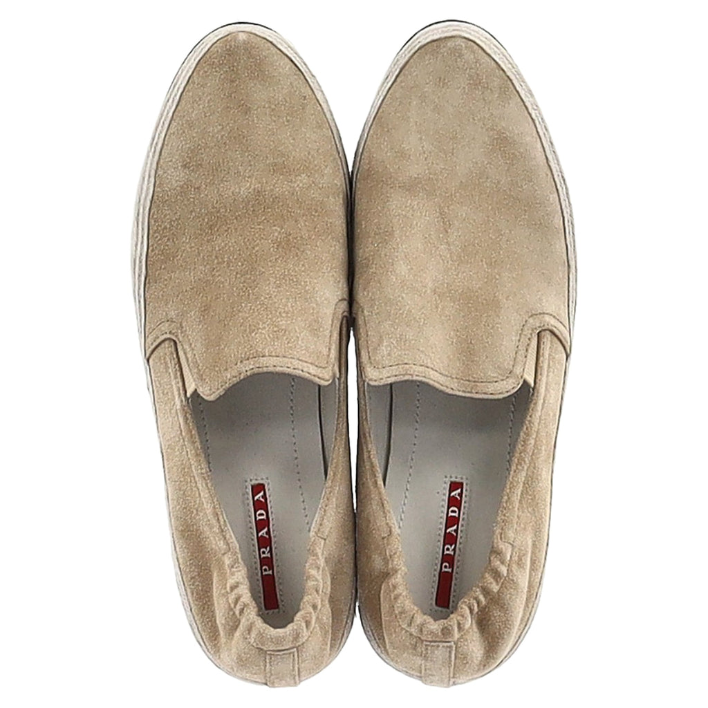 Women's Prada Sport Espadrille Slip On Sneakers in Beige Suede