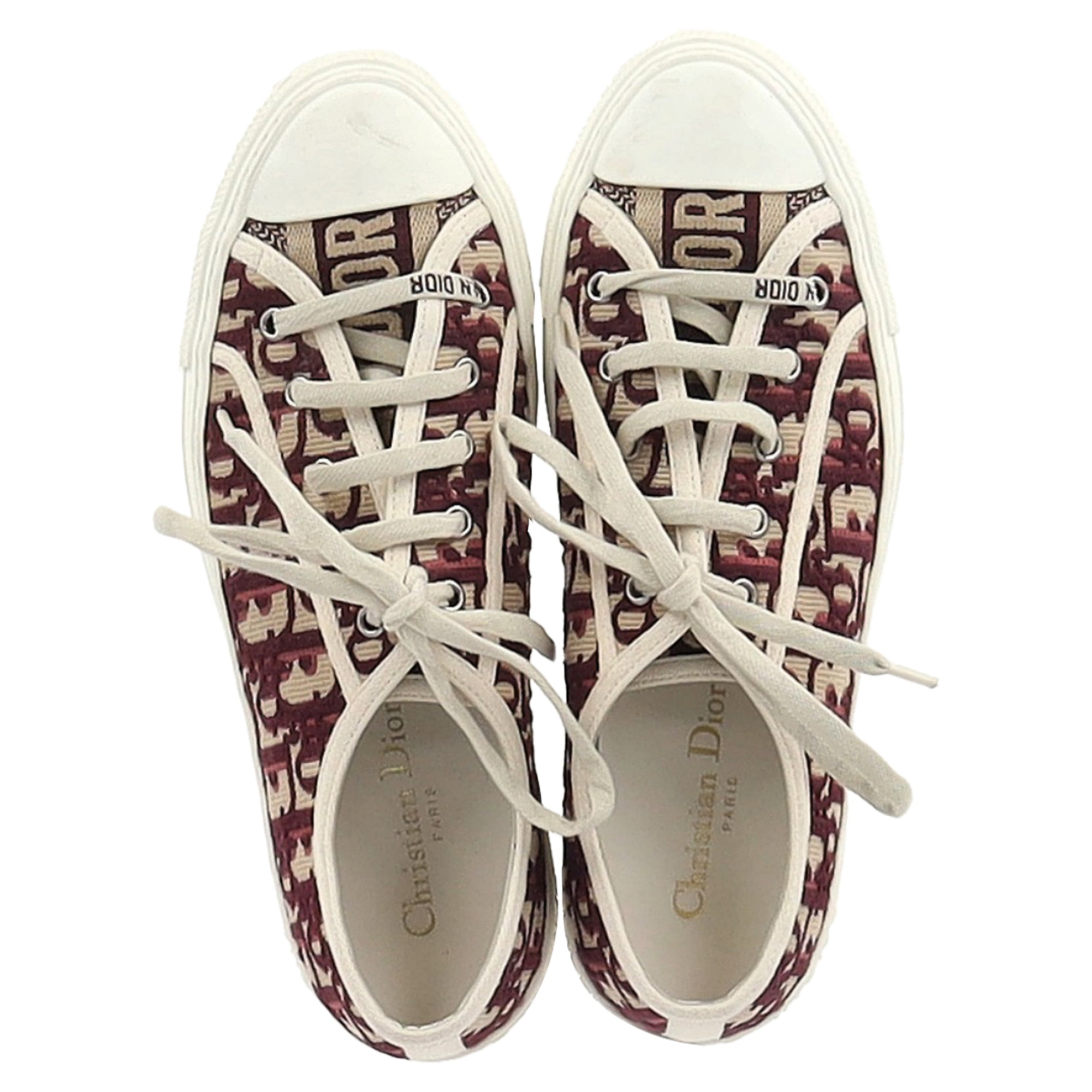 Dior Oblique Walk'n'Dior Low Top Sneakers in Red Canvas