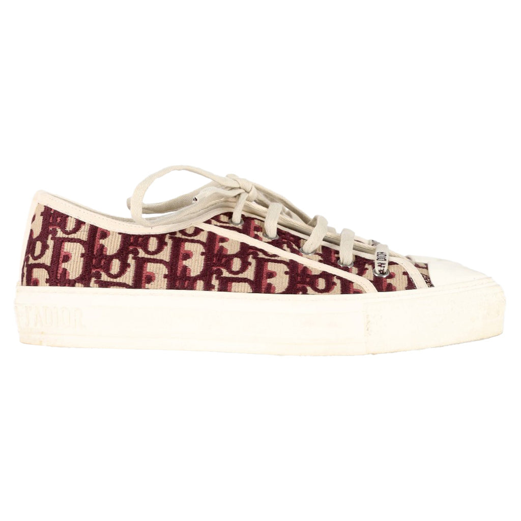 Dior Oblique Walk'n'Dior Low Top Sneakers in Red Canvas