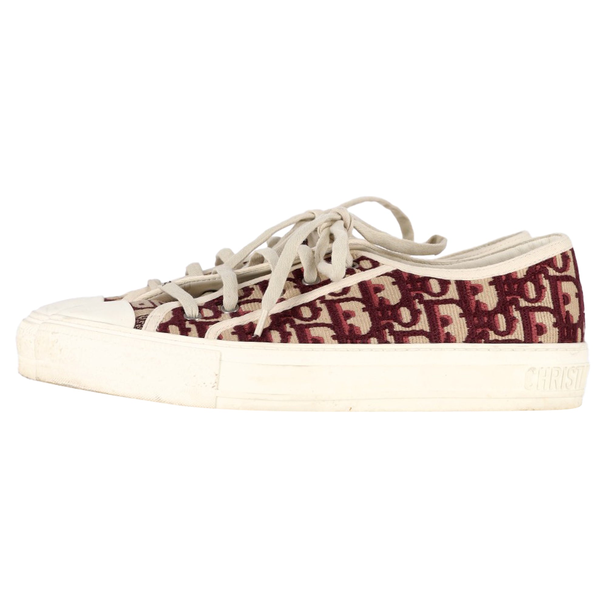 Dior Oblique Walk'n'Dior Low Top Sneakers in Red Canvas