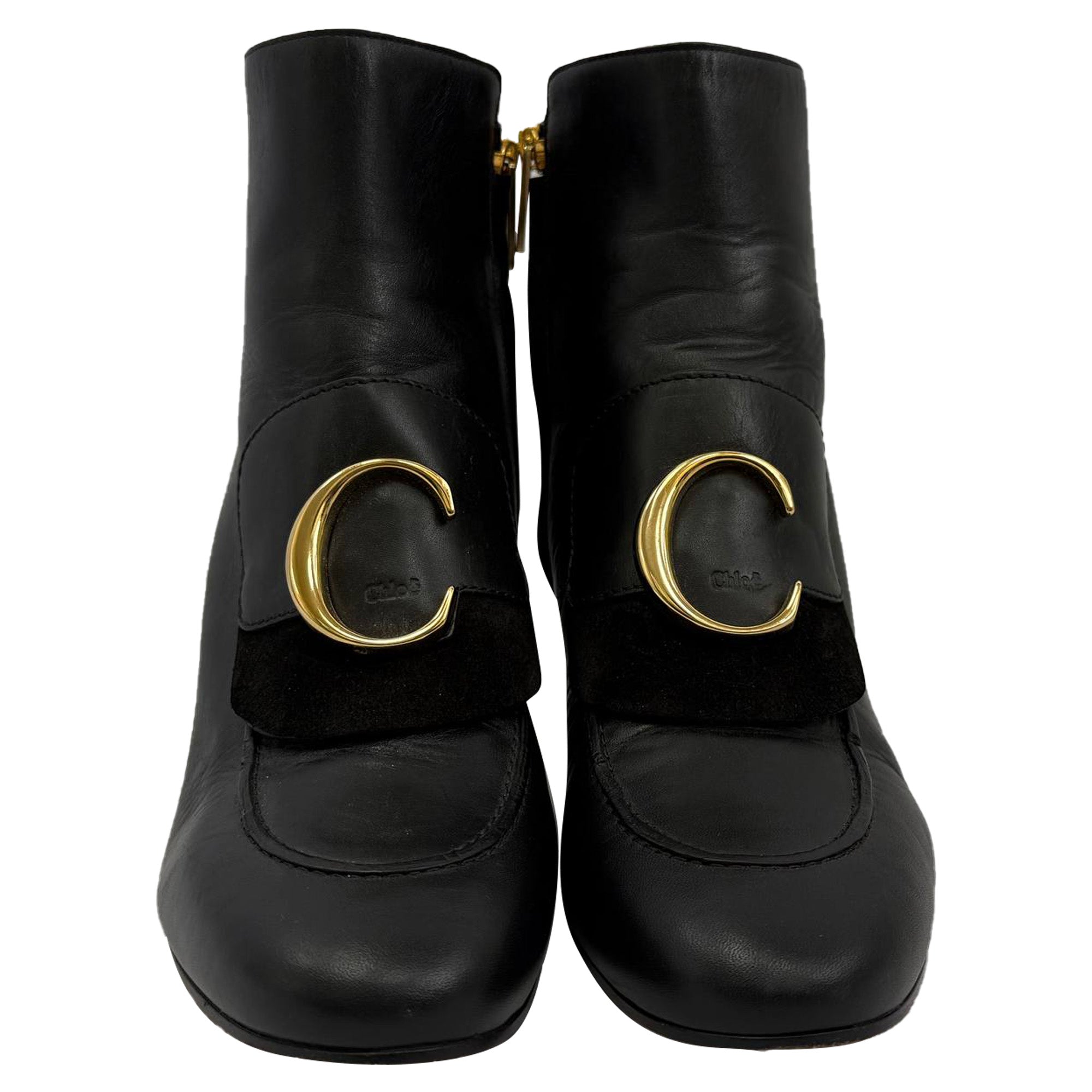 Chloé C Ankle Boots in Black Leather