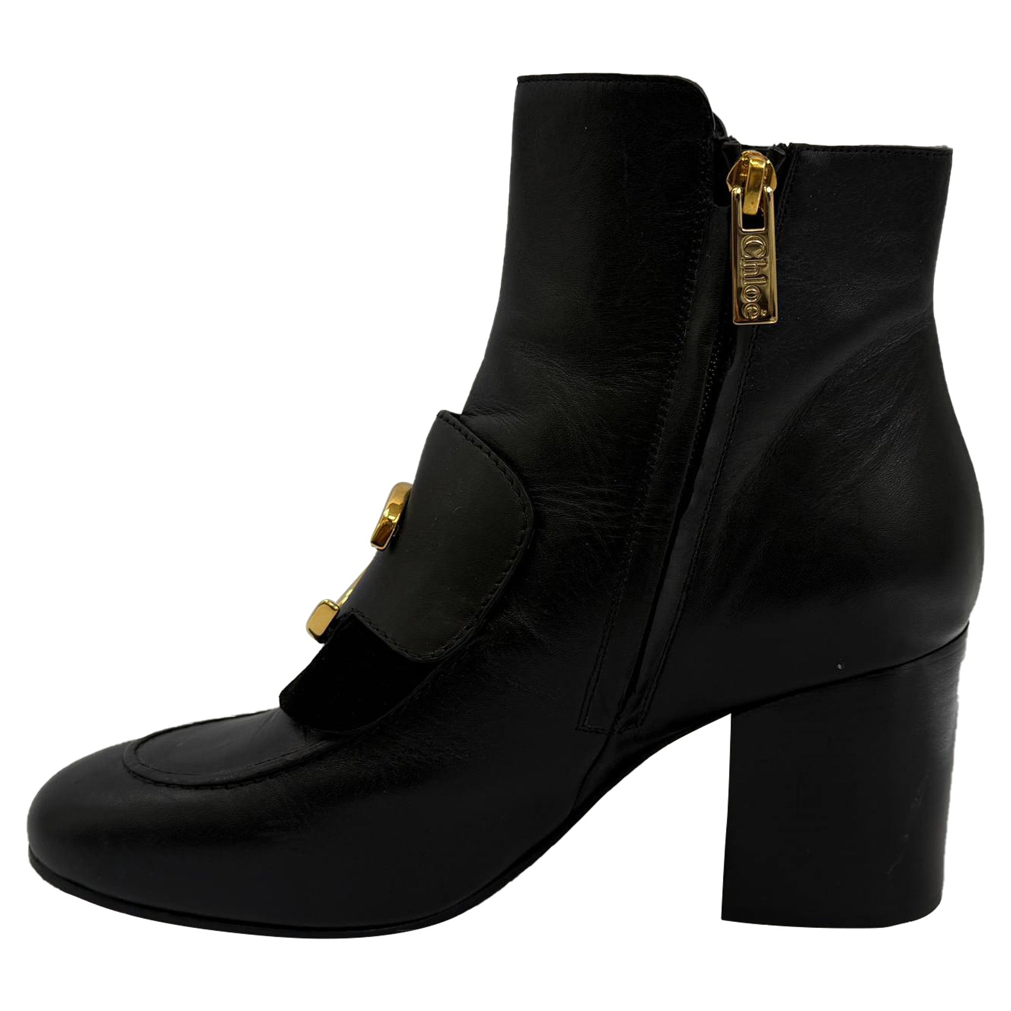 Chloé C Ankle Boots in Black Leather