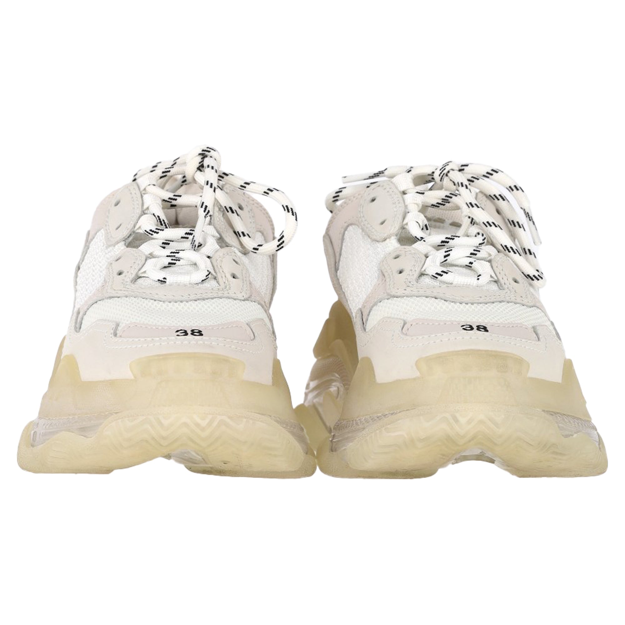 Women's Balenciaga Clear Sole Triple S Sneakers in White Polyester