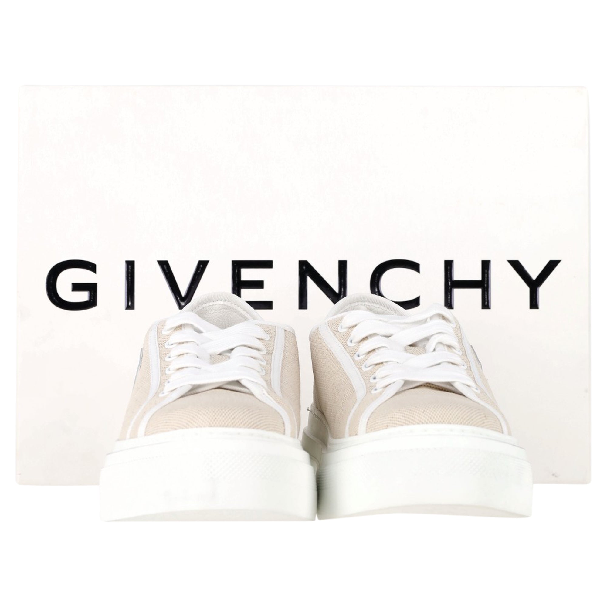 Givenchy City Platform Sneakers in Beige Canvas