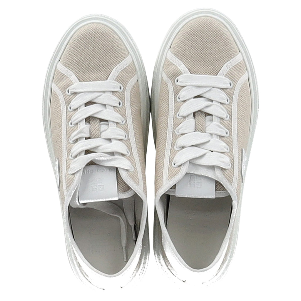 Givenchy City Platform Sneakers in Beige Canvas