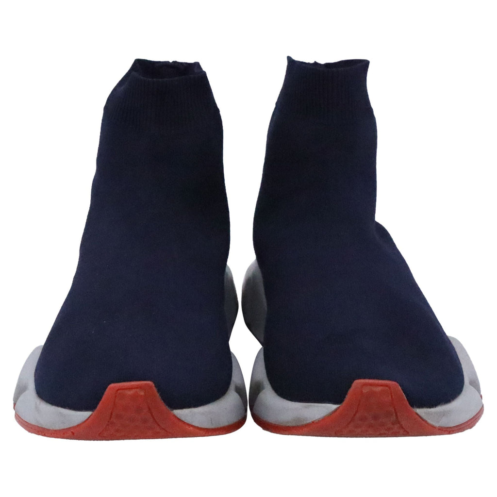 Men's Balenciaga Speed Trainer Sneakers in Navy Blue Polyester