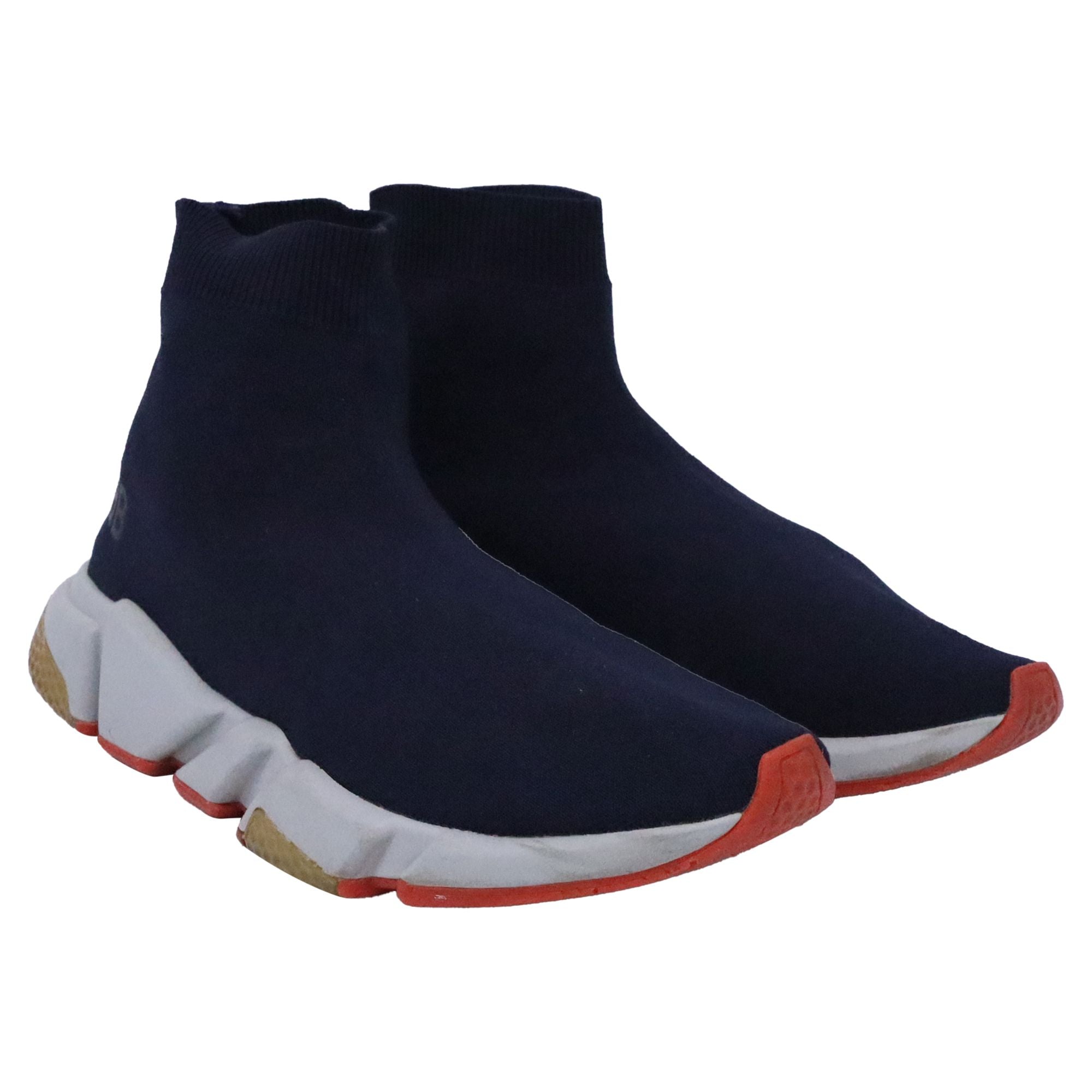 Men's Balenciaga Speed Trainer Sneakers in Navy Blue Polyester