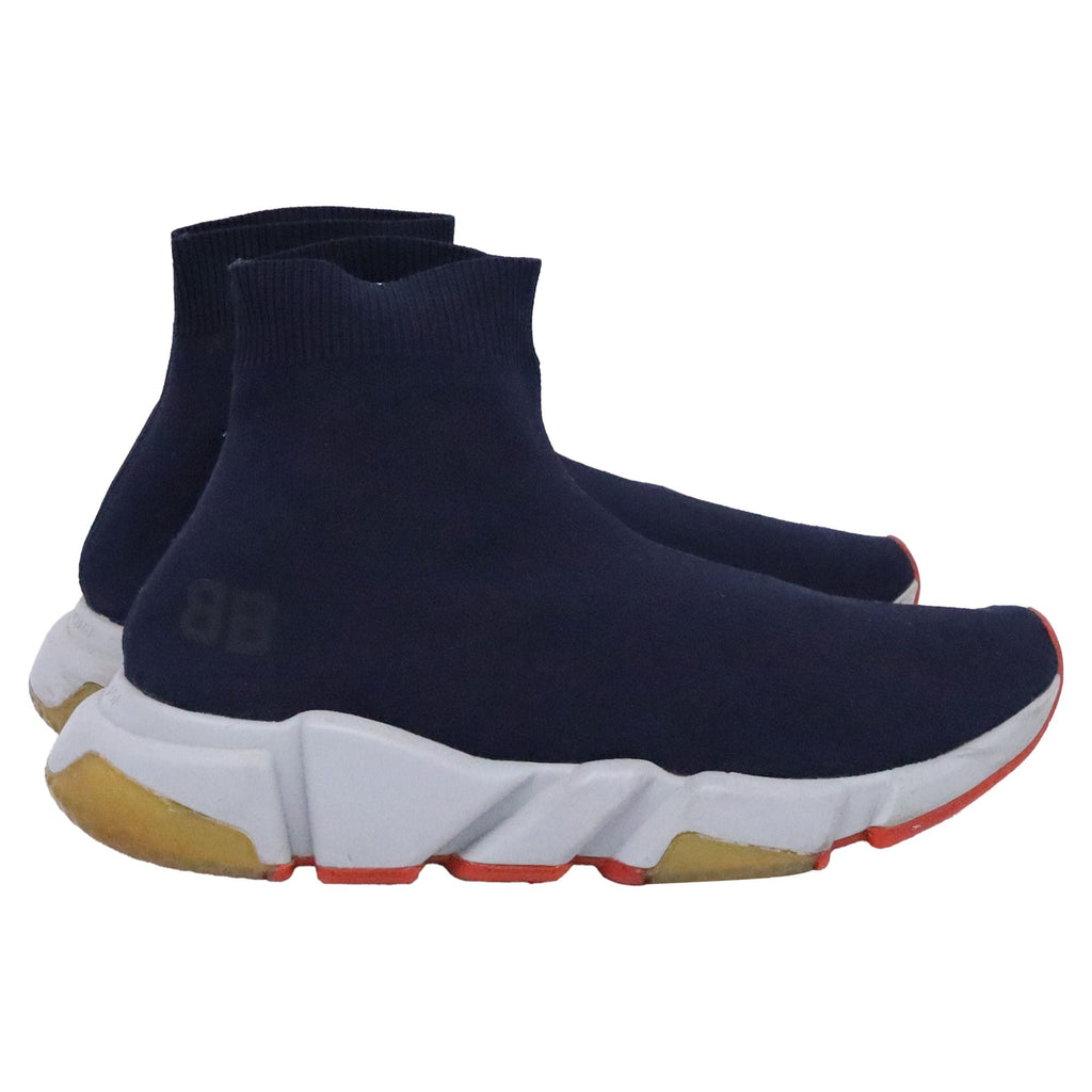 Men's Balenciaga Speed Trainer Sneakers in Navy Blue Polyester