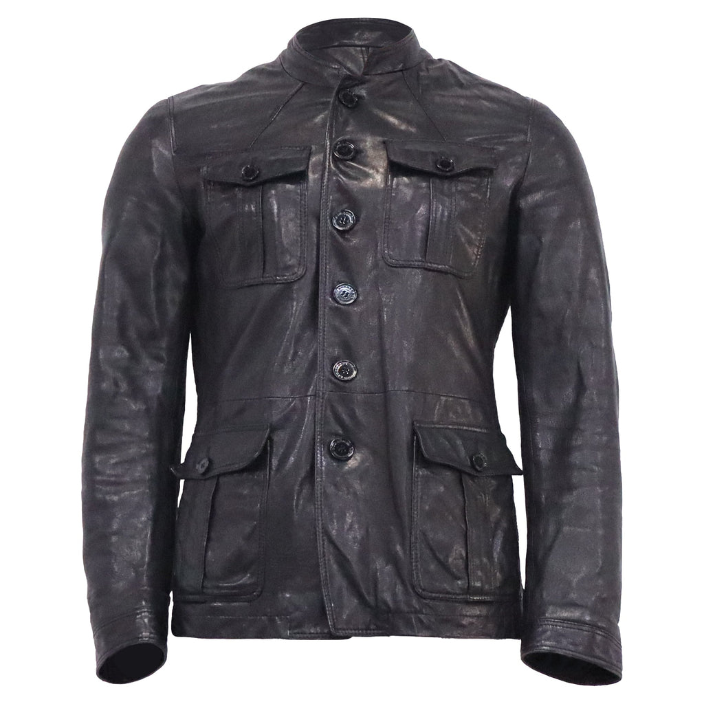 Burberry Moto Jacket in Black Leather