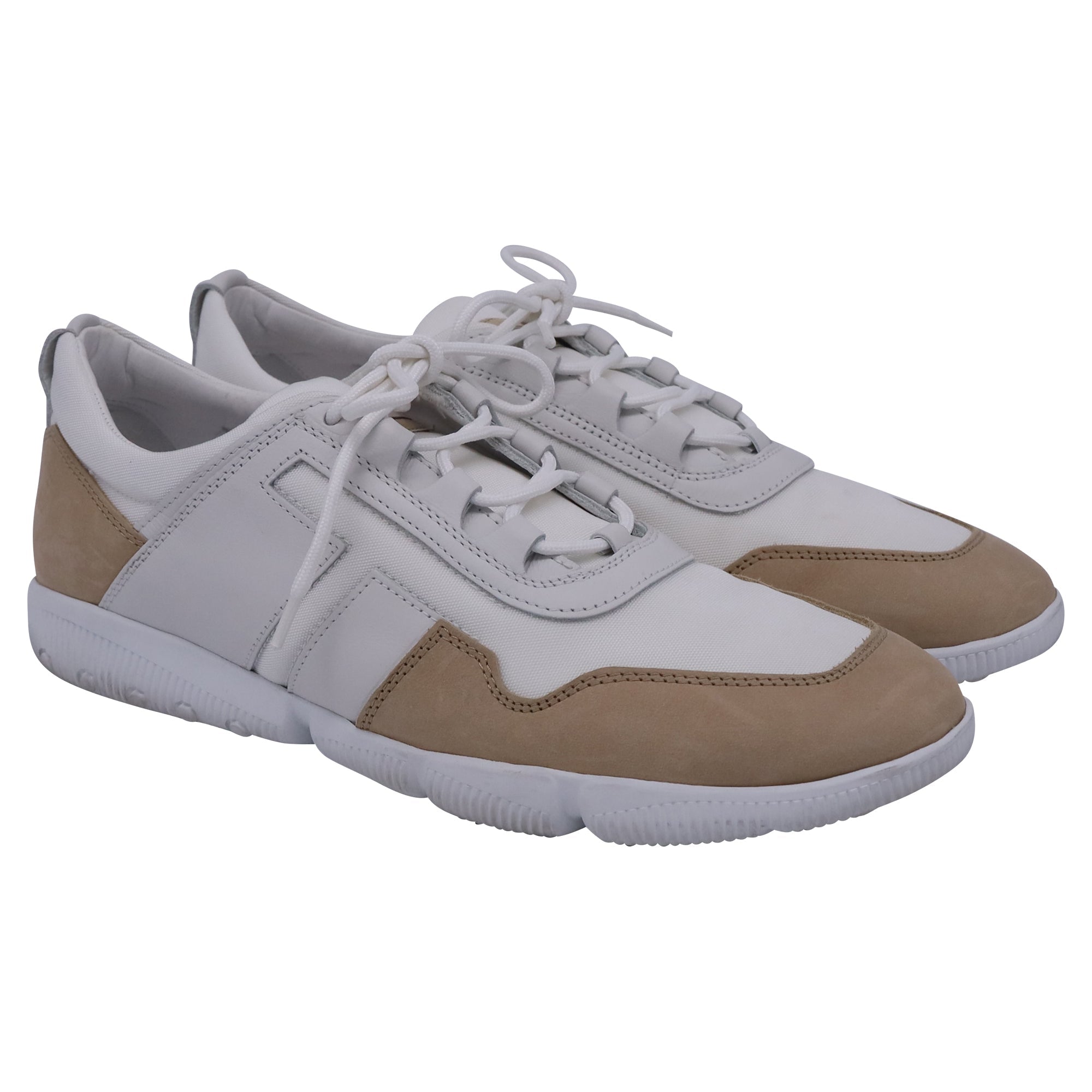 Men's Tod's Two-Tone Sneakers in White Canvas
