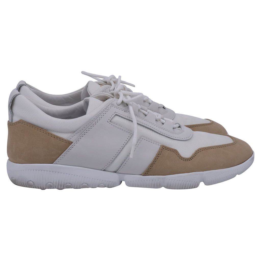 Men's Tod's Two-Tone Sneakers in White Canvas